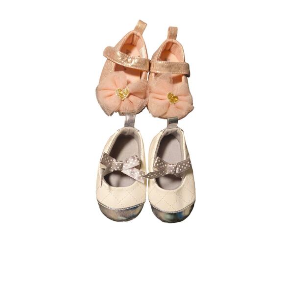 So 'Dorable & Stepping Stones Baby Shoe Bundle –Size 1– Pink/Gold + White/Silver - Picture 1 of 8